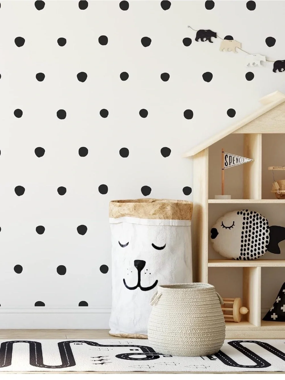 Black Irregular Dots Vinyl Wall Decals Peel and Stick Abstract Boho Stickers